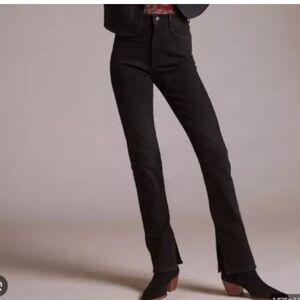 Anthropologie Pilcro Split Hem Straight Leg Jeans Women's 30 High Rise Black